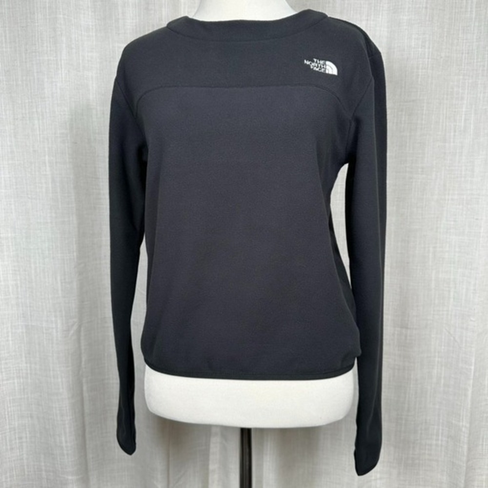 The North Face Womens Glacier Crew Fleece Pullover XS TNF Black Lightweight NEW